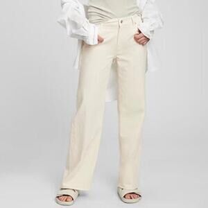 GAP Plus Size 33R Low Stride Relaxed Wide Leg Jeans in Birch Ivory Casual NWT
